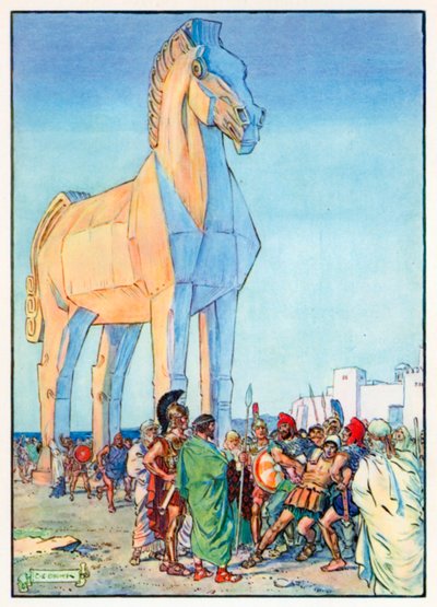 "Souhlasili, že ušetří jeho život, pokud jim řekne pravdu" (barevná litografie) od Charles Edmund (after) Brock