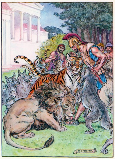 K jejich překvapení a radosti se však tato divoká zvířata kolem nich jen proháněla (barevná litografie). od Charles Edmund (after) Brock