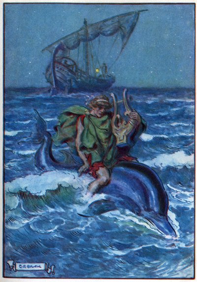 Arion, z „Hodina dětem: Příběhy z klasiky“, vydané společností Waverley Book Company od Charles Edmund Brock