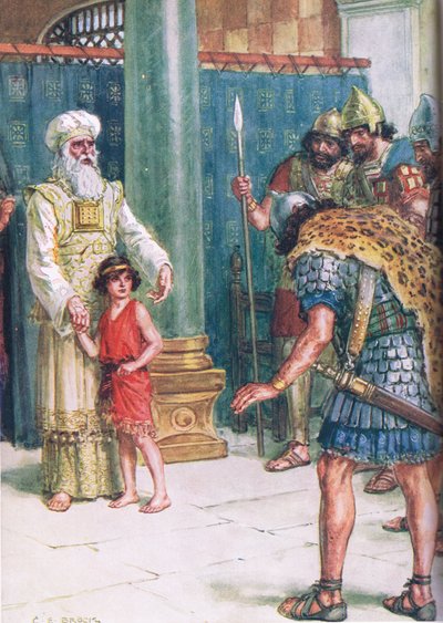 "God Save the King", ilustrace z knihy "Through the Bible" vydané v roce 1928 (barevná litografie) od Charles Edmund Brock