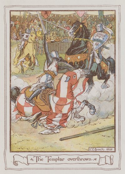 Ilustrace pro Ivanhoe od Sira Waltera Scotta (barevné lito) od Charles Edmund Brock