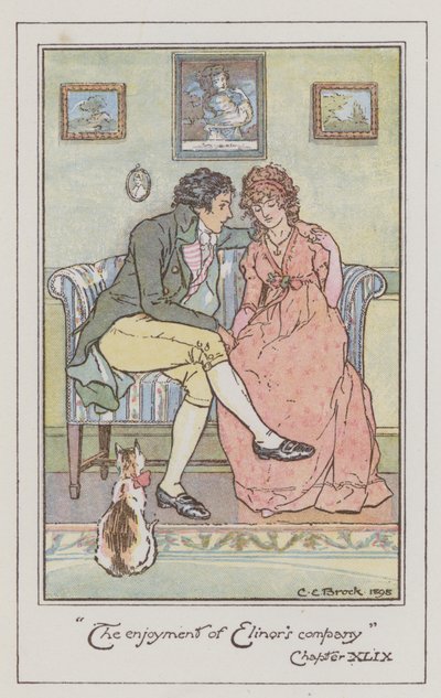 Ilustrace pro Sense and Sensibility od Jane Austen (barevné lito) od Charles Edmund Brock