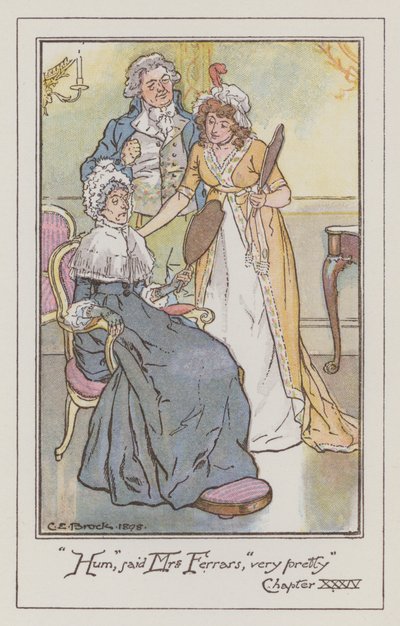 Ilustrace pro Sense and Sensibility od Jane Austen (barevné lito) od Charles Edmund Brock