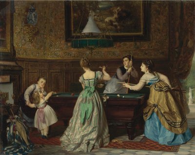 Dámy hrající kulečník, 1869 od Charles Edouard Boutibonne