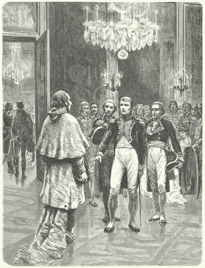 Napoleon přijímá kardinála Ercole Consalviho v paláci Tuileries v Paříži od Charles Edouard Delort