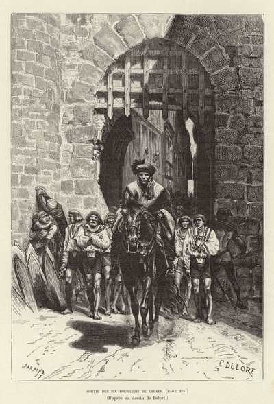 Výjezd ze šesti Bourgeois de Calais. Šest měšťanů Calais opouští město od Charles Edouard Delort