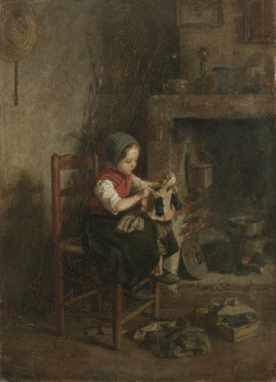 Oblékání panenky, 1857 od Charles Edouard Frere