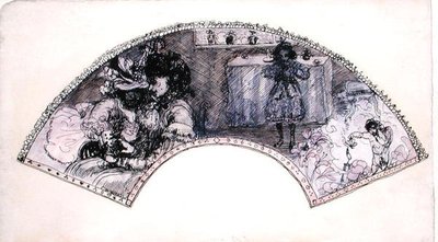 Design vějíře (Le Boudoir) (pero a inkoust a akvarel na papíře) od Charles Edward Conder