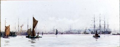 Pohled na západ z Tilbury (akvarel na papíře) od Charles Edward Dixon