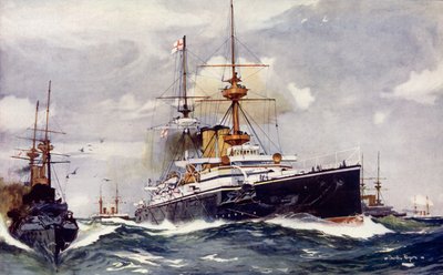 Majestátní. Vlajková loď eskadry pod Lamanšským průlivem, 1901 od Charles Edward Dixon