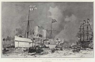 Návrat vévody a vévodkyně z Cornwallu a Yorku, příjezd Ophiru do přístavu Portsmouth od Charles Edward Dixon