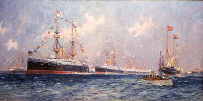 Časopis během oslav diamantového jubilea královny Viktorie (1819-1901) ve Spitheadu (Anglie), 26. června 1897. od Charles Edward Dixon