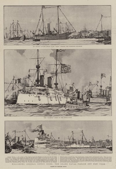 Přivítání Admiral Dewey Home, Grand Naval Parade u New Yorku od Charles Edward Dixon