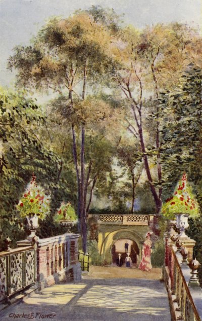 Londýnská zoo: Tunel, z Canal Bridge (barevná lito) od Charles Edwin Flower