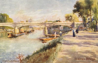 Řeka Temže: Staines Bridge (barevná litografie) od Charles Edwin Flower