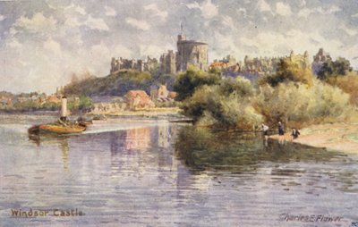 Řeka Temže: Hrad Windsor (barevná litografie) od Charles Edwin Flower
