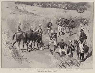 Tažení v Rhodesii, zastávka pro vodu při pochodu s císařskými vojsky od Charles Edwin Fripp
