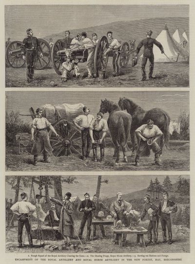 Tábor královského dělostřelectva a královského jízdního dělostřelectva v New Forest, Hay, Breconshire od Charles Edwin Fripp