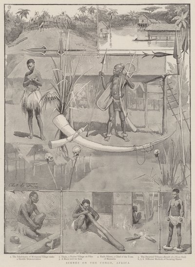 Scény z Konga, Afrika od Charles Edwin Fripp