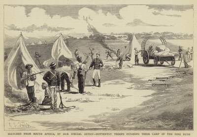 Náčrtky z Jižní Afriky, Hottentotské jednotky rozkládající svůj tábor v Peri Bush od Charles Edwin Fripp