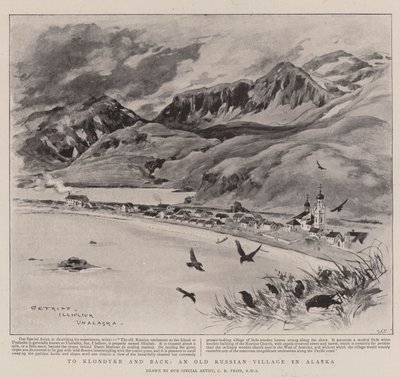 Do Klondyke a zpět, staré ruské vesnice na Aljašce (litho) od Charles Edwin Fripp