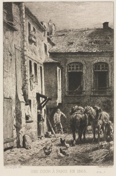 Nádvoří v Paříži od Charles Emile Jacque