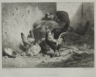 Kohout a slepice od Charles Emile Jacque