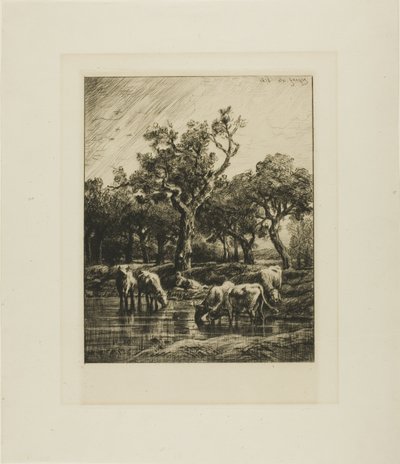 Krávy na napajedla od Charles Emile Jacque