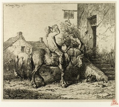 Vchod do hostince se selským pitím od Charles Emile Jacque