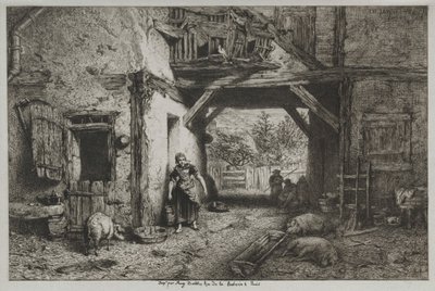 Interiér farmy od Charles Emile Jacque