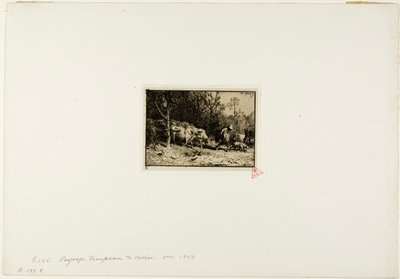 Stádo krav vycházející z lesa od Charles Emile Jacque