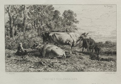 Holandské krávy od Charles Emile Jacque