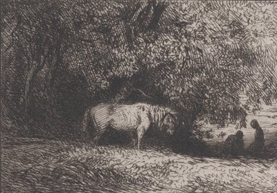 Kůň pod větví stromu, 1846. od Charles Emile Jacque