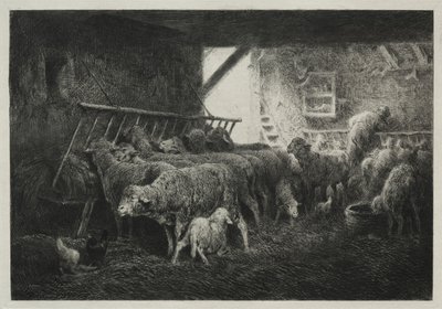 Interiér ohrady pro ovce. od Charles Emile Jacque