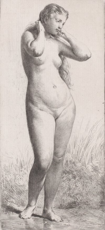 Mladá žena ve vaně, 1866. od Charles Emile Jacque