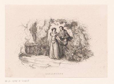 Pár v zahradě Kenilworth (název na objektu) od Charles Emile Jacque