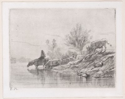 Krajina s dobytkem, 1848. od Charles Emile Jacque