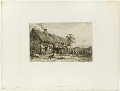 Krajina s rolnickým obydlím od Charles Emile Jacque
