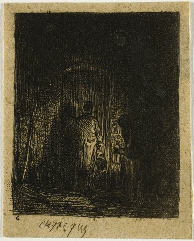 Muž a žena s lucernami od Charles Emile Jacque