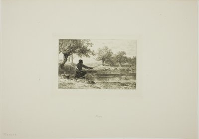 Rybaření na tyči od Charles Emile Jacque