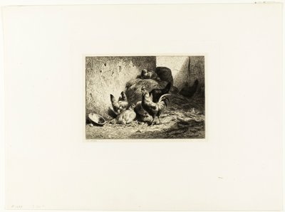 Kohout a slepice od Charles Emile Jacque