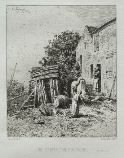Rustikální dům. od Charles Emile Jacque