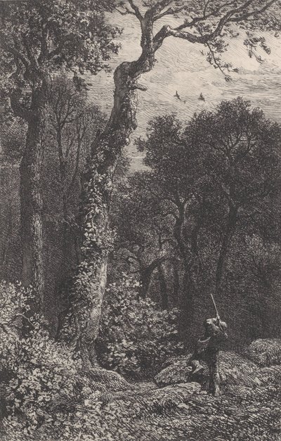 Shooting a Woodcock, 1864. od Charles Emile Jacque