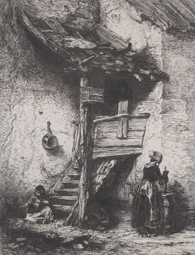 Schody a víření ženy, 1845. od Charles Emile Jacque