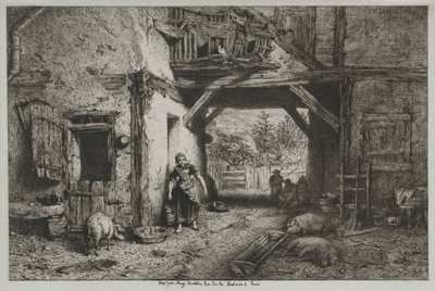 Hospodářský dvůr. od Charles Emile Jacque