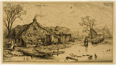 Zamrzlý rybník od Charles Emile Jacque