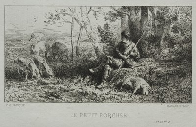 Stádo malého prasete od Charles Emile Jacque