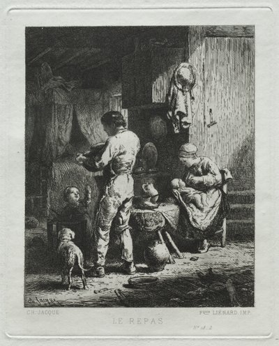 The Repast. od Charles Emile Jacque