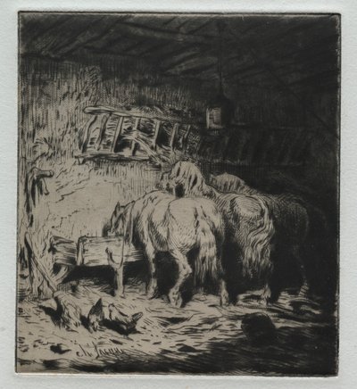 Stáj od Charles Emile Jacque
