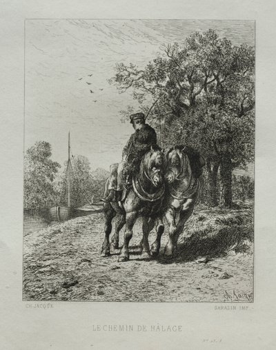 Tažná cesta. od Charles Emile Jacque